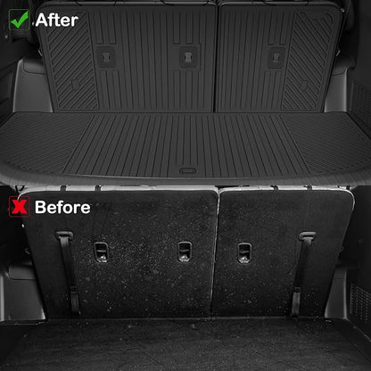 Floor Mats for 2027 Kia Telluride Gas 7/8 Seats (Not Fit Hybrid) Upgrade Trunk Mat with Backrest Mat All Weather TPE Floor Liners Fit for Kia Telluride Odorless Anti-Slip Full Set Car Accessories