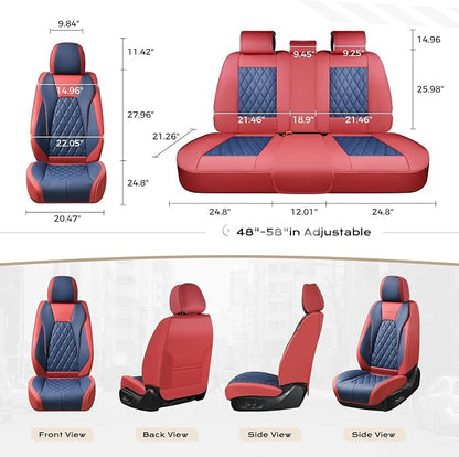 Coverado Leather Car Seat Covers, Automotive Seat Cover Waterproof Seat Covers for Cars, 2 Pack Leather Seat Covers, Driver Seat Cover Car Seat Cushion Protector Universal Fit for Most Cars - Red&Blue