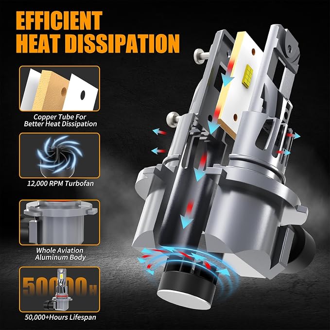 Fit 2005 2006 2007 2008 2009 2010 Lights Bulbs for Nissan Armada, 9005 High Beam 9006 Low Beam and 880 Fog Light Bulb Set, 6500K Cool White, 500% Brightness, Plug and Play - 6 Pack