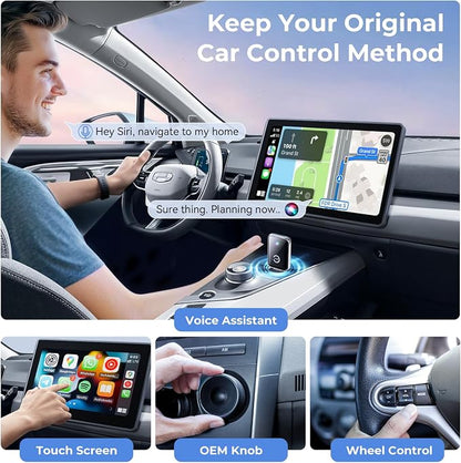 Wireless Carplay Adapter for iPhone, 2 in 1 Plug and Play Mini CarPlay and Android Auto Adapter for iOS 10 Android 11 and Above, Convert Wired Car Play to Wireless