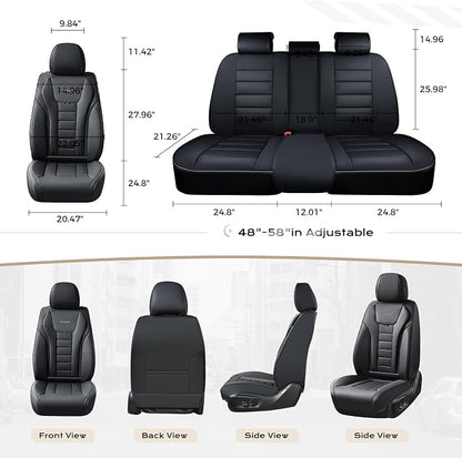 Coverado Car Seat Covers Full Set, Seat Covers for Cars, Front Seat Covers and Back Seat Cover Waterproof Leather Automotive Seat Cover, Universal Car Interior Protectors Cushion for Most Cars