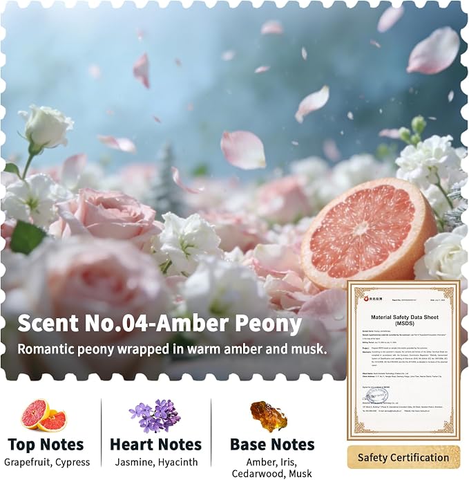 Car Air Freshener Refill, Waterless Essential Oil, Only for SSCILIFE Smart Car Air Freshener, Scent_No.04 Amber Peony