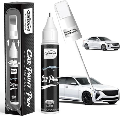 Summit White(GAZ/WA8624) for Cadillac Touch Up Paint Pen, 2 in 1 Car Scratch Remover with Pen Tip and Brush, Precise Color Match for Car Paint Scratch Repair, Quickly and Easily Fix Chips and Nicks