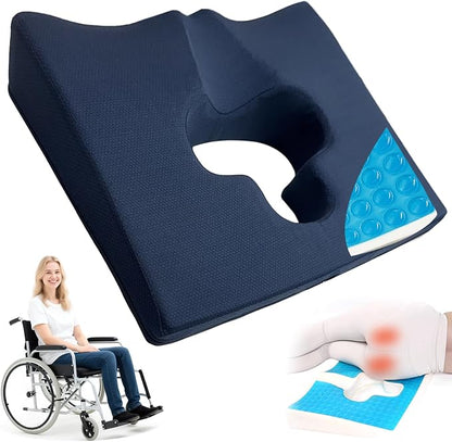 Gel Wheelchair Seat Cushion,Bed Sore Cushions for Butt,Gel Cushion for Pressure Relief,Donut Pillow for Tailbone Pain Relief,Sciatica,Coccyx,hemorrhoid Pillow,Cushion for Office Chair(Blue)