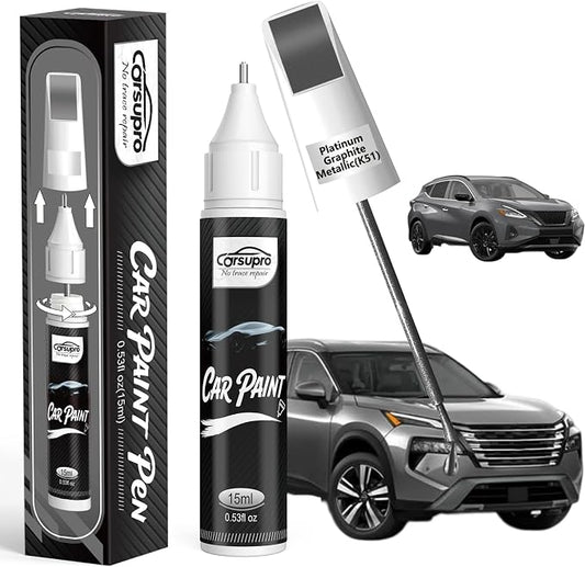 Platinum Graphite Metallic(K51) for Nissan Touch Up Paint Pen, 2 in 1 Car Scratch Remover with Pen Tip and Brush, Precise Color Match for Car Paint Scratch Repair, Quickly and Easily Fix Chips and Nicks