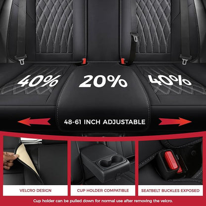 FREESOO Black Car Seat Covers Full Set - Faux Nappa Leather Seat Covers for Cars, Ultra Breathable Waterproof Front Seats Protector with Lumbar Support, Universal Fit for Automotive Sedan SUVs Pickups