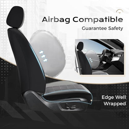 Coverado Air Mesh Seat Cover, Car Seat Cover Front Seats, 3D Breathable Seat Protectors Sports Carbon Fiber Design Airbag Compatible Comfort Universal for Most Cars, Van,Trucks, SUV, Grey