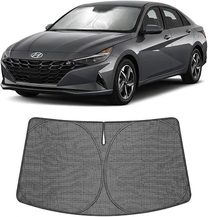 Proadsy Windshield Sun Shade Custom Fit Hyundai Elantra 2021-2026 Ice Crystal Black Front Window Sunshade UV and Heat Blocker Foldable Visor Keeps Car Cooler for Summer Parking and Daily Use