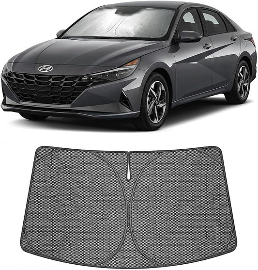 Proadsy Windshield Sun Shade Custom Fit Hyundai Elantra 2021-2026 Ice Crystal Black Front Window Sunshade UV and Heat Blocker Foldable Visor Keeps Car Cooler for Summer Parking and Daily Use