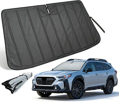 Thickened Windshield Sun Shade for Subaru Outback 2020-2025 | Accordion Front Window Sunshade Aluminum Reflective UV Protection Shield, Foldable Sun Visor with Storage Bag Car Accessories