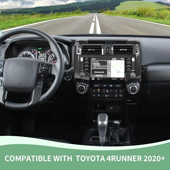 RAZPOY for 4Runner Interior Carbon Fiber Trim, 9PCS Center Console Dash Board Trim & Steering Wheel Trim & Navigation Panel Trim & Gear Shift Panel Trim Compatible with Toyota 4Runner 2020 2022 2023