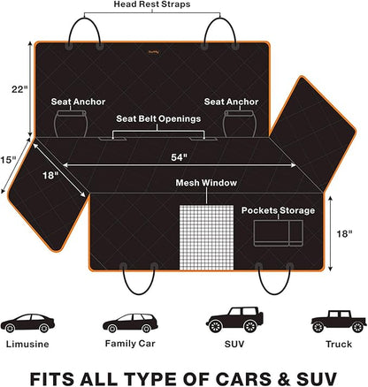Luxury Dog Car Seat Cover for Back Seat Breathable Mesh Window Dog Hammock for Car 4-Layer Heavy Duty Waterproof Pet Seat Protector Scratch-Proof Car Seat Cover Perfect for Family Road Trips