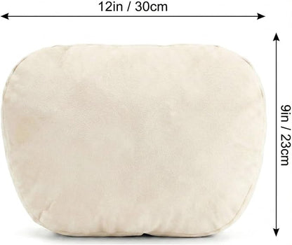 2PCS Car Pillow for Car Neck Pillow for Driving Seat Neck Support Soft Cushion Back Support Head-Rests for Vehicle Sleeping with Elastic Adjustment Strap (Beige, Head)