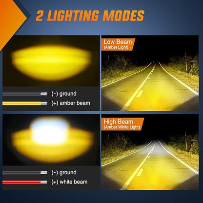 Nilight Motorcycle Driving Lights 2.7 inch White Amber Spot Beam Fog Light LED Pods IP67 Waterproof Auxiliary Offroad Lighting for Motorbike Dirt Bike e-Bike Scooter Snowmobile ATV UTV SUV Truck