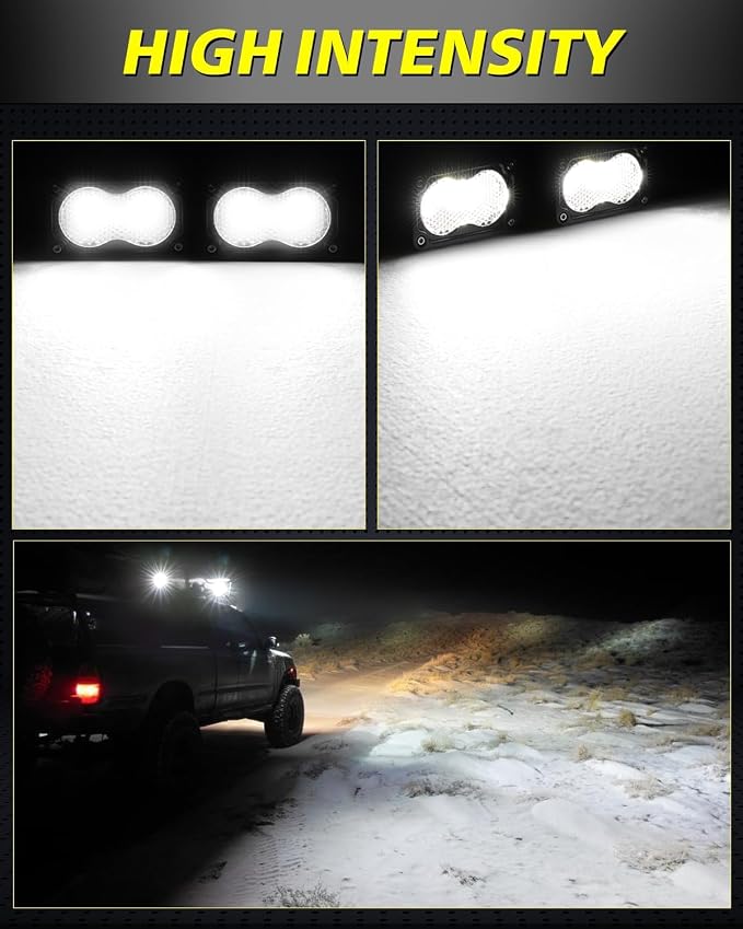 Diffused LED Pods, AKD Part 2Pcs 3" 40W CREE LED Auxiliary Work Light Pods Scene Lights Ditch Camper Fishing Area Lights for Trucks Pickup Camper Tractor Trailer UTV SUV Boat