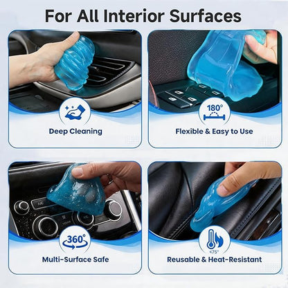 toretark Car Cleaning Gel – Reusable Interior Car Cleaner Putty, Natural Auto Detailing Slime for Vents & Crevices, Universal Car Accessories Gift for Men & Women, Blue