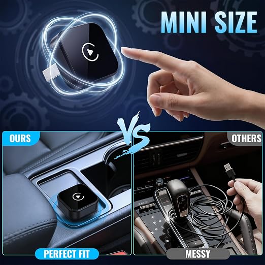 2 in 1 CarPlay Android Auto Adapter Mini USB for iPhone iOS10+ Android11+ | Mini USB Compact Design, Stable Smooth Connection, Plug and Play Easy Connection, All-in-one Car Multimedia Adapter