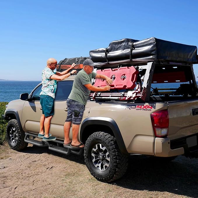 BINARY STAR Running Boards Compatible with 2015-2026 Chevy Colorado/GMC Canyon Crew Cab, Colorado Running Boards with Bed Access Step and Center Step, 6 Inch Carbon Steel Side Steps