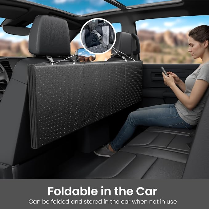 Pecute Back Seat Extender for Dogs 57 * 28.7 in, Upgraded Sofa Leather Dog Car Seat Cover for Back Seat, Foldable in the Car, Hard PVC Panels Bottom Support to 330 lbs, for Full Size Truck/SUV