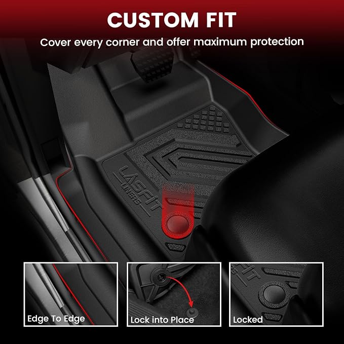 LASFIT Floor Mats & Trunk Mat for Land Rover Defender 110 2020-2026, TPE All Weather Custom Fit Floor Liner for Defender 110 7-Seater Full Set Car Mats and Cargo Liner, Black