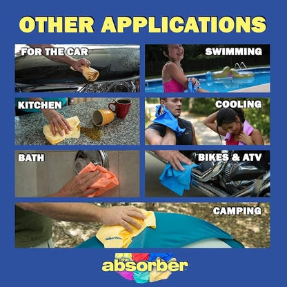 The Absorber® Large 27-Inch x 17-Inch - Synthetic Premium Drying Chamois Cloth for Car - Super Absorbent, Scratch-Free and Washable (Orange)