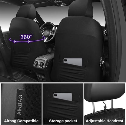 CAR PASS 3D Foam Mesh Leather Car Seat Covers Front Seats, Breathable Front Seat Cover for Cars, Comfortable Universal Fit for SUV Truck Sedan Automotive Anti-Slip Airbag Compatible, Black and Purple