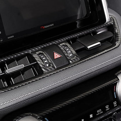 x xotic tech Set Carbon Fiber Style Interior Dashboard Instrument Air Vent Multifunction AC Switch Button Glove Box Handle Accessories Cover Trim Combo Kit, Compatible with Toyota Rav4 2019-2021