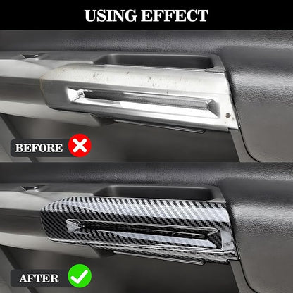 Car Inner Door Handle Trim Cover fits for Ford Mustang 2015-2024, Carbon Fiber Door Handrail Handle Protector for Mustang Interior Decoration Accessories,2Pcs Kit (Black Carbon Fiber)