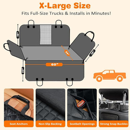 URPOWER Dog Car Seat Cover for Pets 100% Waterproof Seat Cover Hammock 600D Heavy Duty Scratch Proof Nonslip Durable Soft Back Seat Covers for Cars Trucks and SUVs
