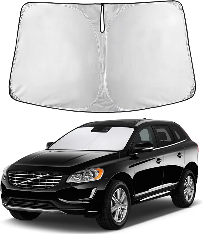 EcoNour Windshield Sunshade Compatible for Volvo XC60 2010-2015 2016 2017, Sun Visor for Front Windshield & Window Sun Shade Cover, UV Heat Blocker & Protector, Car Accessories
