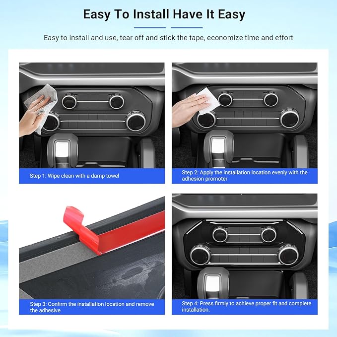 PTYYDS Gear Shift Panel Cover Compatible with 2021-2024 Ford Bronco Air Conditioning Switch Panel Cover ABS Glossy Black Center Console Trim Replacement for 2021-2024 Ford Bronco Accessories