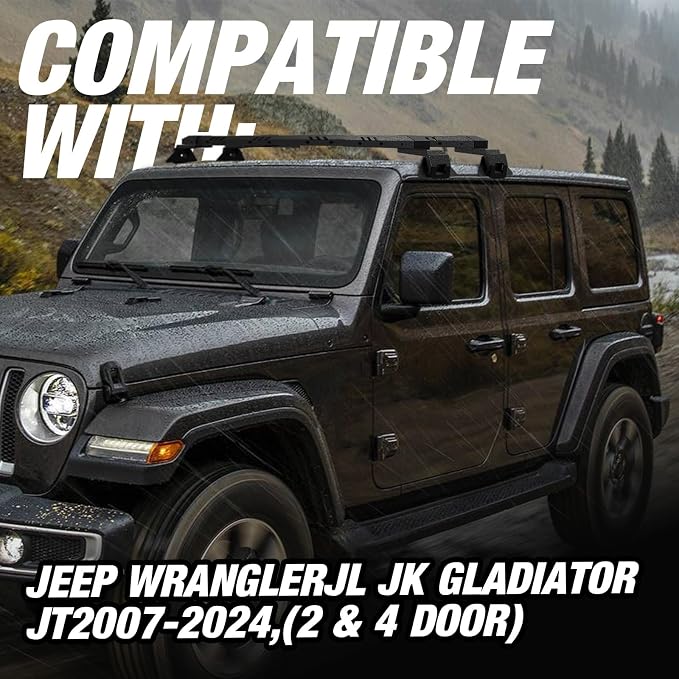 Max Loading 420-POUND Heavy Duty Roof Rack Cross Bars Fit for Jeep Wrangler JL JK Gladiator JT 2007-2024,(2 & 4 Door) Steel Crossbars Rooftop Cargo Bag Kayak Bike Carrier