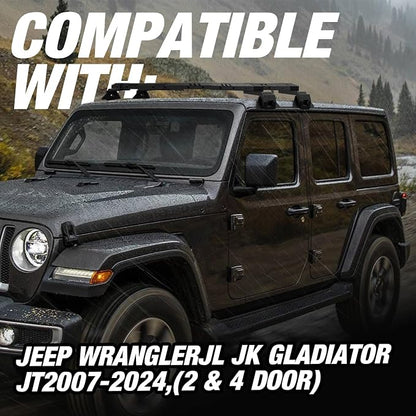 Max Loading 420-POUND Heavy Duty Roof Rack Cross Bars Fit for Jeep Wrangler JL JK Gladiator JT 2007-2024,(2 & 4 Door) Steel Crossbars Rooftop Cargo Bag Kayak Bike Carrier