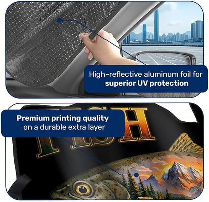GENANY Viking Windshield Sun Shade for Car SUV Truck (55x30 Inches), Front Window Visor for Windows, Protector Blocks UV