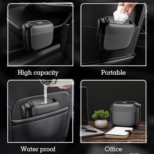 Car Trash Can with Lid，Built-in Storage Garbage Bag，Leakproof Vehicle Trash，Car Accessories for Interior,Mini Garbage Bin for Automotive, Home, Office, Kitchen, Bedroom，with 30pcs Trash Bags