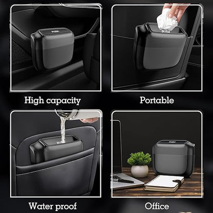 2 Packs Car Trash Can with Lid，Built-in Storage Garbage Bag，Leakproof Vehicle Trash，Car Accessories for Interior,Mini Garbage Bin for Automotive, Office, Kitchen,Bedroom，with 60pcs Trash Bags