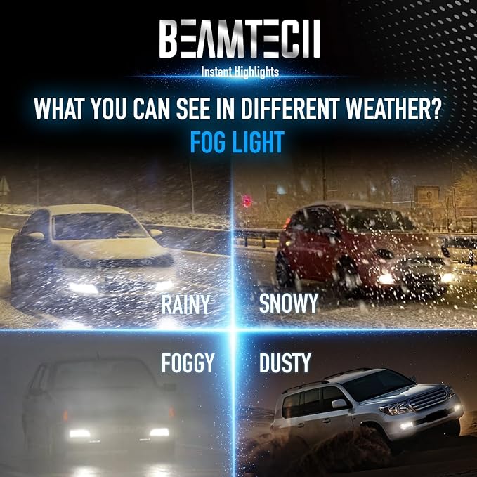 BEAMTECH H11 Bulbs, H8(H9) Fog Light, G-XPower Chips 6500K White Plug and Play, Pack of 2