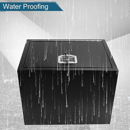 24"X18"X18" Underbody Truck Box Black Heavy Duty Steel Trailer TooolBox Pick Up Truck Tool Box Storage Organizer w/Lock & Keys