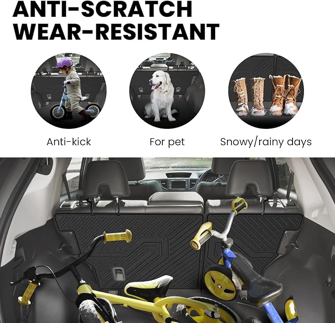 LASFIT Rear Seat Back Protector for Honda CRV 2012-2016, All Weather TPE Pet Friendly Custom Fit CR-V Second Row Back Seat Cover Backseat Mat Liner Accessories, Black
