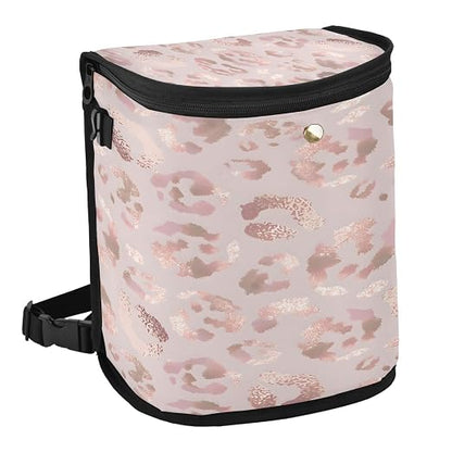 senya Car Trash Can Car Garbage Can Car Waste Basket,Leopard Print Cheetah Rose Gold Leak-Proof Car Trash Bin, Car Trash Hanging Car Accessories Interior Car Organizer Bag