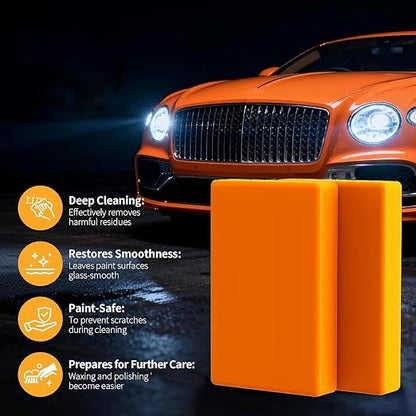 Heavy Duty Car Clay Bars Auto Detailing Clay Luber Synthetic Lubricant Kit，4 Pcs Auto Detailing Clay Bar，10 Pack Clay Lubricant Sheets & Microfiber Towel – Safe Deep Clean, Remove Contaminants