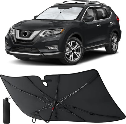 EcoNour Umbrella Foldable Windshield Sun Shade Fit for 2014-2018 2019 2020 Nissan Rogue Sunshade, Front Car Window Shades Sun Visor, UV Protection, Heat Blocker, Car Accessories