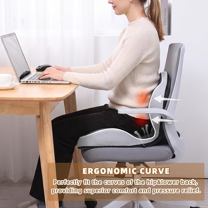 Car Seat Cushions for Driving, Dual-Layer Memory Foam Seat Cushion with Lumbar Support, Ergonomic Truck Seat Cushion & Office Chair Cushion for Wheelchair, Gaming Chair & Sofa