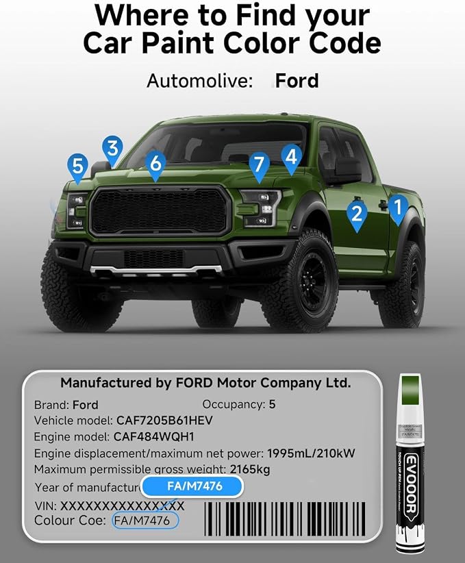 Touch Up Paint for Ford – Exact Match 2 in 1 Paint Pen for Chips and Nicks Repair (Eruption Green Metallic(FA/M7476))