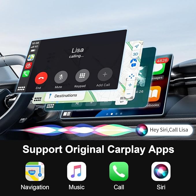 Wireless Carplay Adapter for iPhone, 2025 Upgraded Converts Wired to Apple CarPlay Wireless Adapter Compatible with iPhone iOS 10+ and Cars from 2015