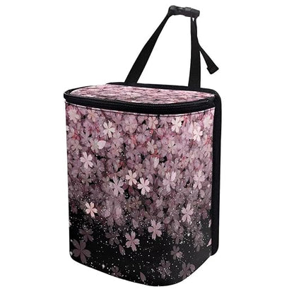 Talayituse Cherry Blossom Print Car Trash Can with Lid, Leak Proof Auto Trash Bag Hanging Vehicle Garbage Can Multipurpose Storage Container for Back Seat Road Trip