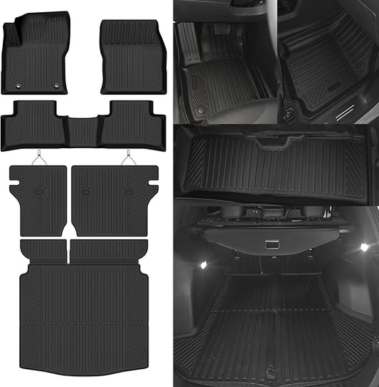 Custom Fit Floor Mats for Toyota Corolla Cross FWD 2022-2026 (Not for AWD/Hybrid), All Weather TPE Floor Liners with Trunk Mat & Backrest Protectors, Odorless Full Set Interior Accessories