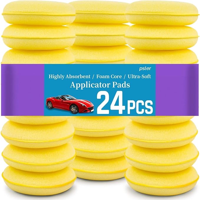 Car Wax Applicator Pad 24 PCS - Foam Applicator Pads 4 Inch Round Polishing Sponge for Tire Shine Waxing Detailing, Ultra Soft High Density Foam Pad for Car Polish, Scratch Repair & Wheel Dressing