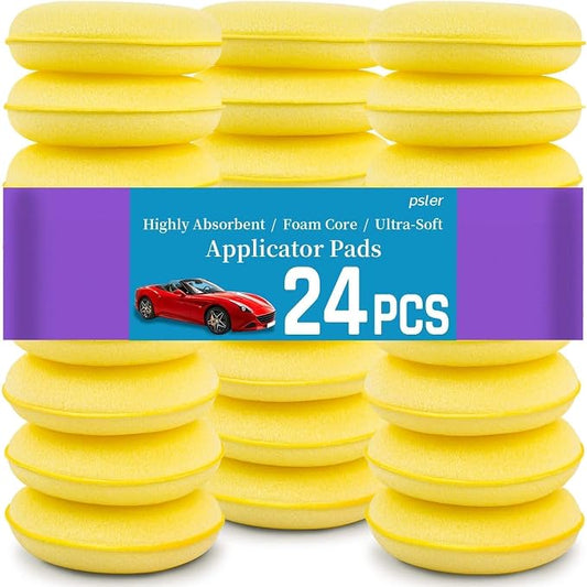 Car Wax Applicator Pad 24 PCS - Foam Applicator Pads 4 Inch Round Polishing Sponge for Tire Shine Waxing Detailing, Ultra Soft High Density Foam Pad for Car Polish, Scratch Repair & Wheel Dressing