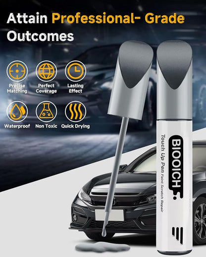 Touch Up Paint Pen Exact Color Match Car Chip and Scratch Repair (for Honda, Meteorite Gray Metallic(NH-904M))